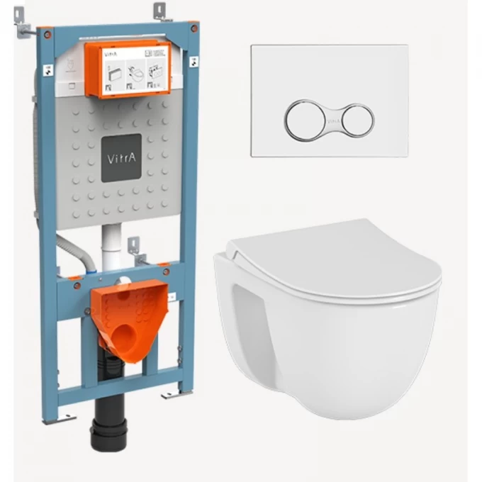 Инсталляция с унитазом VITRA S40 SMOOTHFLUSH с тонким сиденьем с микролифтом клавиша хром глянцевый 9860B003-7200 Инсталляция с унитазом VITRA S40 SMOOTHFLUSH с тонким сиденьем с микролифтом клавиша хром глянцевый 9860B003-7200