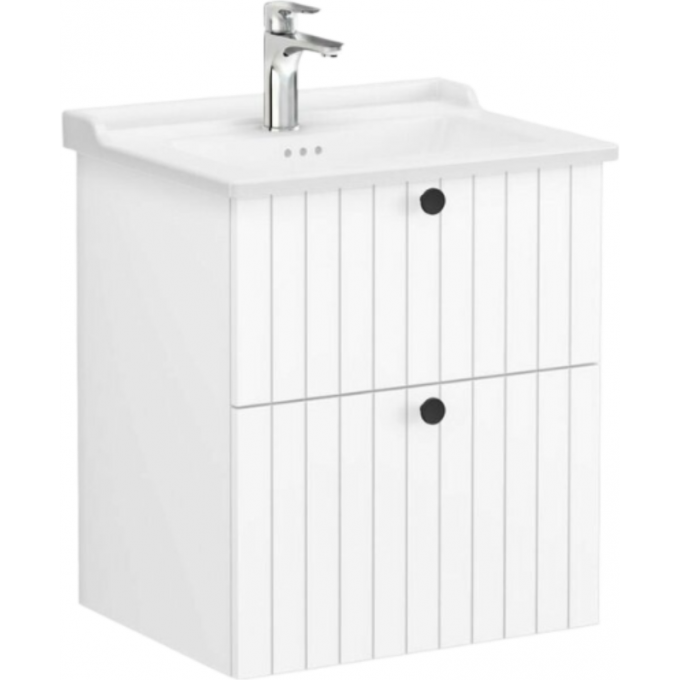 Тумба VITRA ROOT GROOVE 60 см с круглой раковиной 2 ящика матовый белый 69415 Тумба VITRA ROOT GROOVE 60 см с круглой раковиной 2 ящика матовый белый 69415